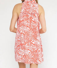 Entro - Tropical Print Collared Mini Dress