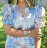 Entro - V-neck Puff Sleeve Top