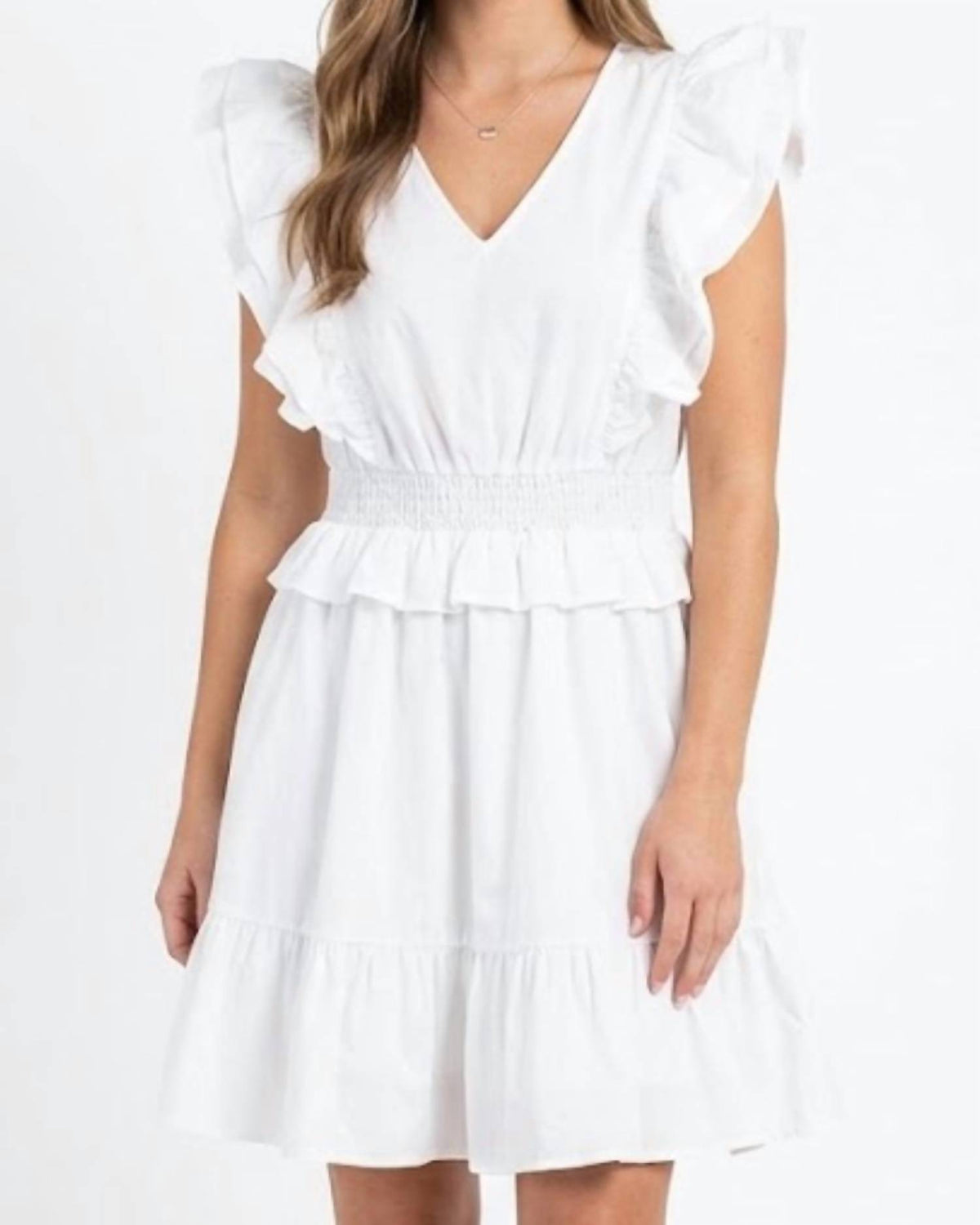 Entro - V-neck Ruffle Mini Dress
