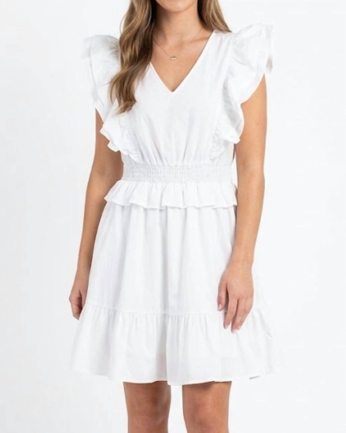 Entro - V-neck Ruffle Mini Dress