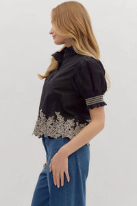 Entro - Vlainey Floral Cuff Band Top