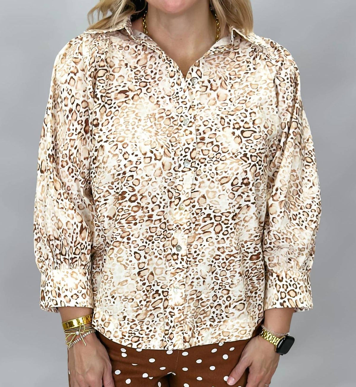 Entro - Women's Luxe Leopard Button-up