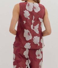 Entro - Woven Floral Sleeveless Top