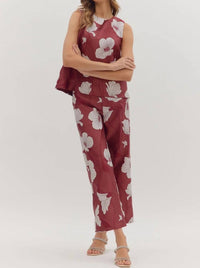 Entro - Woven Floral Sleeveless Top