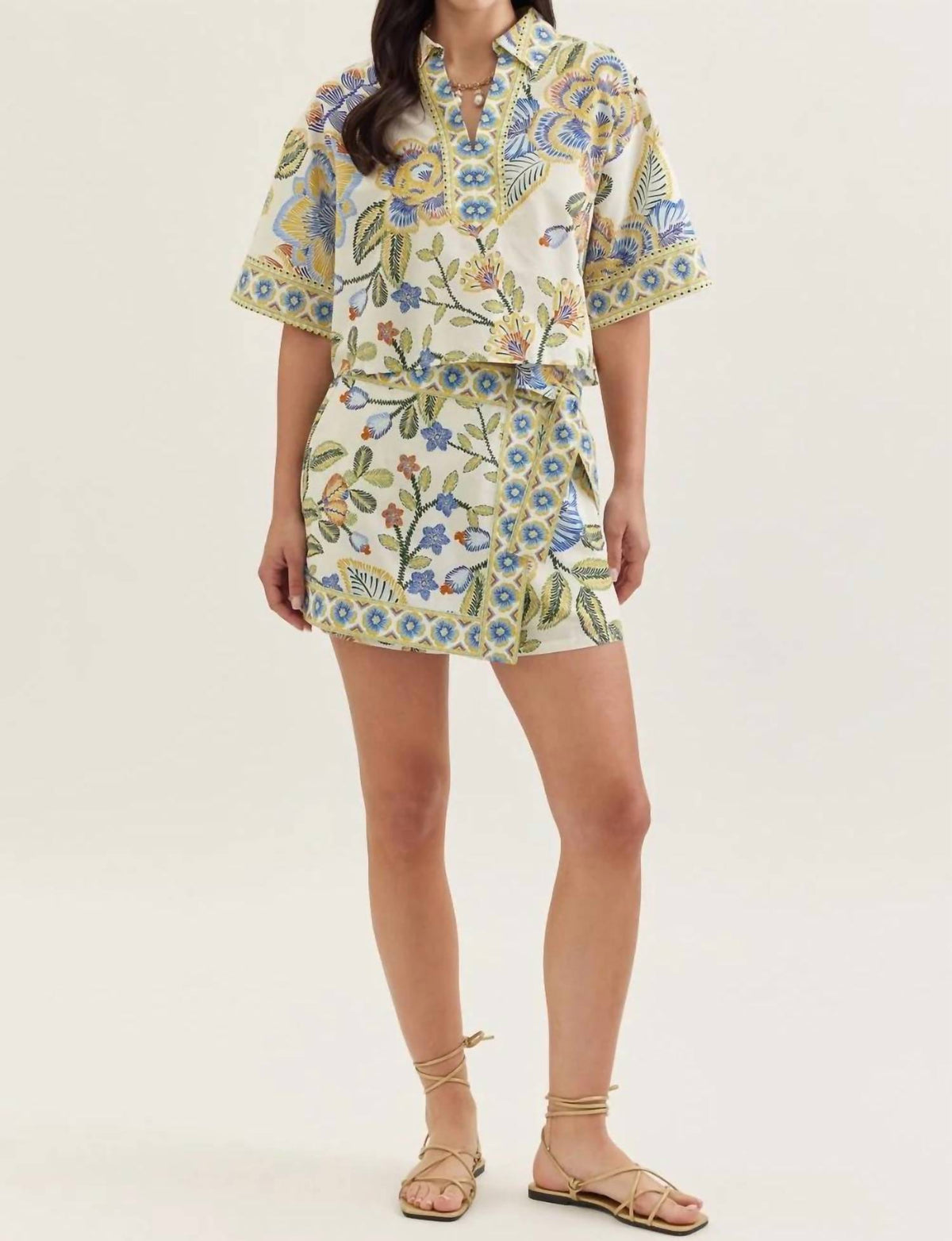 Entrousa - Botanical Print Wrap Skort