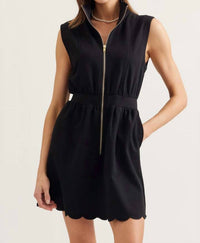 Entrousa - Scallop Hem Zipper Mini Dress