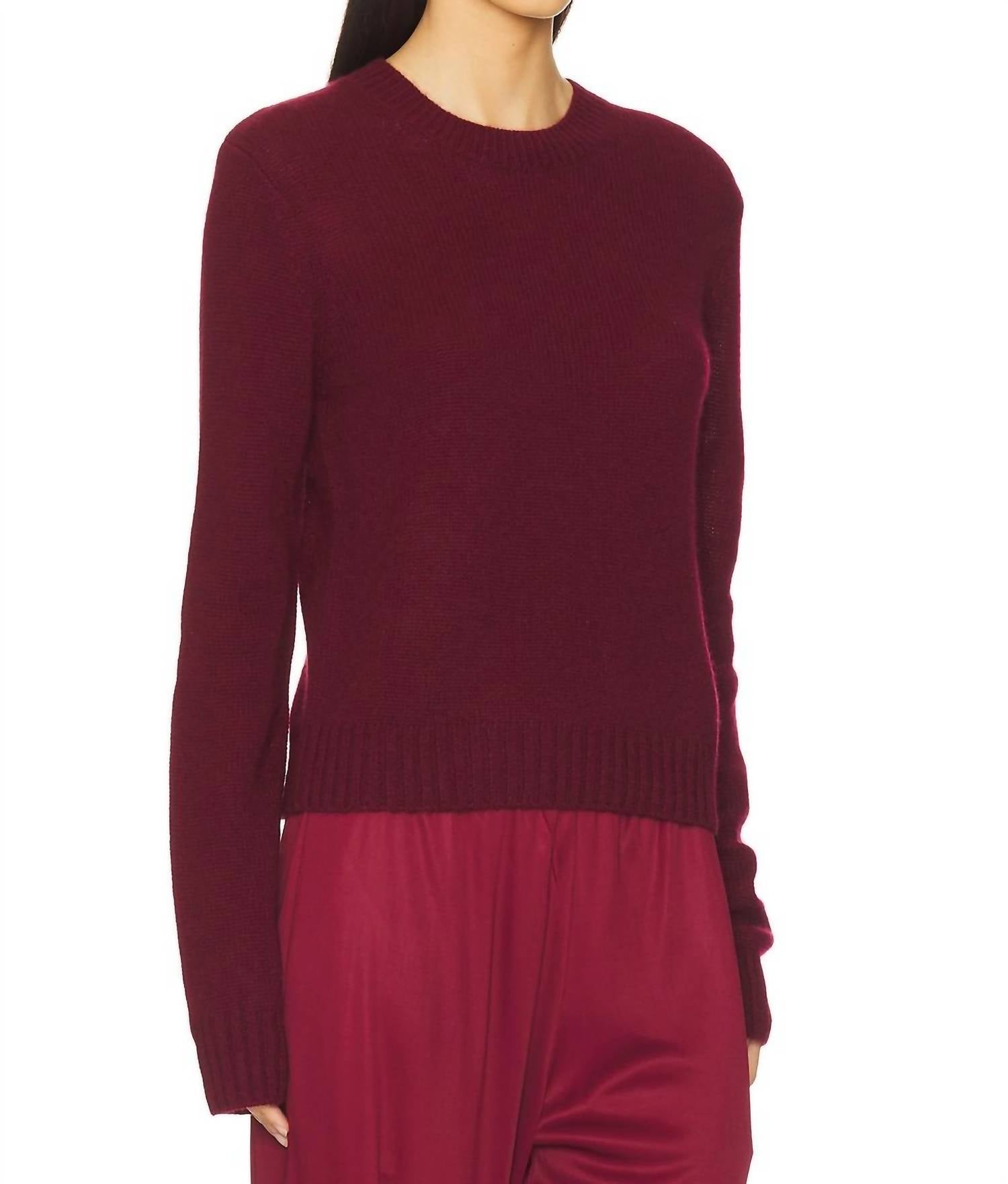 Enza Costa - Cashmere Easy Long Sleeve Crew - cashmere - clothing - red