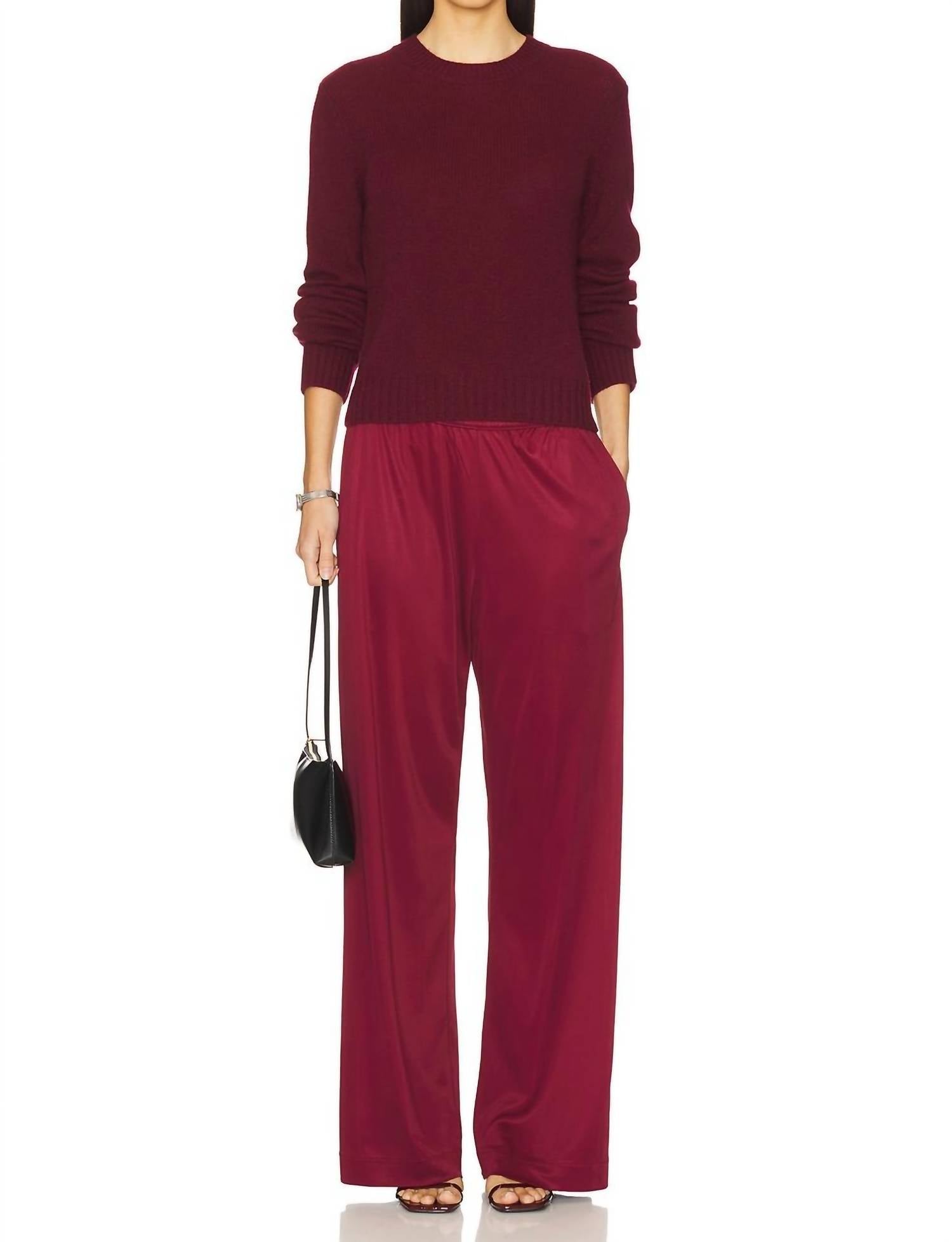 Enza Costa - Cashmere Easy Long Sleeve Crew - cashmere - clothing - red