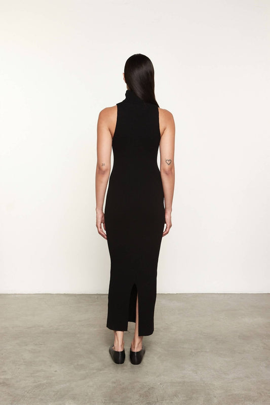 Enza Costa - CASHMERE RIB SLEEVELESS SWEATER DRESS - black - clothing - directbrandpartner