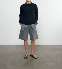 Enza Costa - CHUNKY COTTON FISHERMAN SWEATER - blue - clothing - cowl