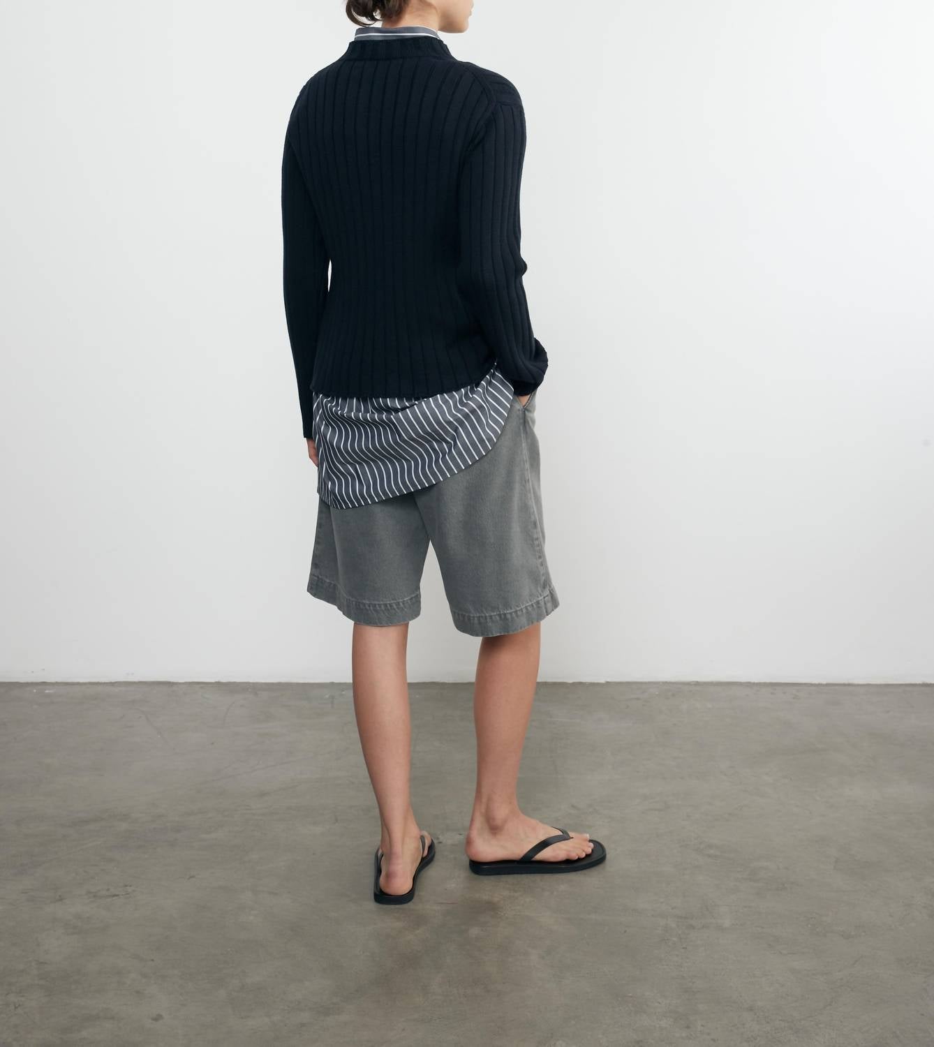 Enza Costa - CHUNKY COTTON FISHERMAN SWEATER - blue - clothing - cowl