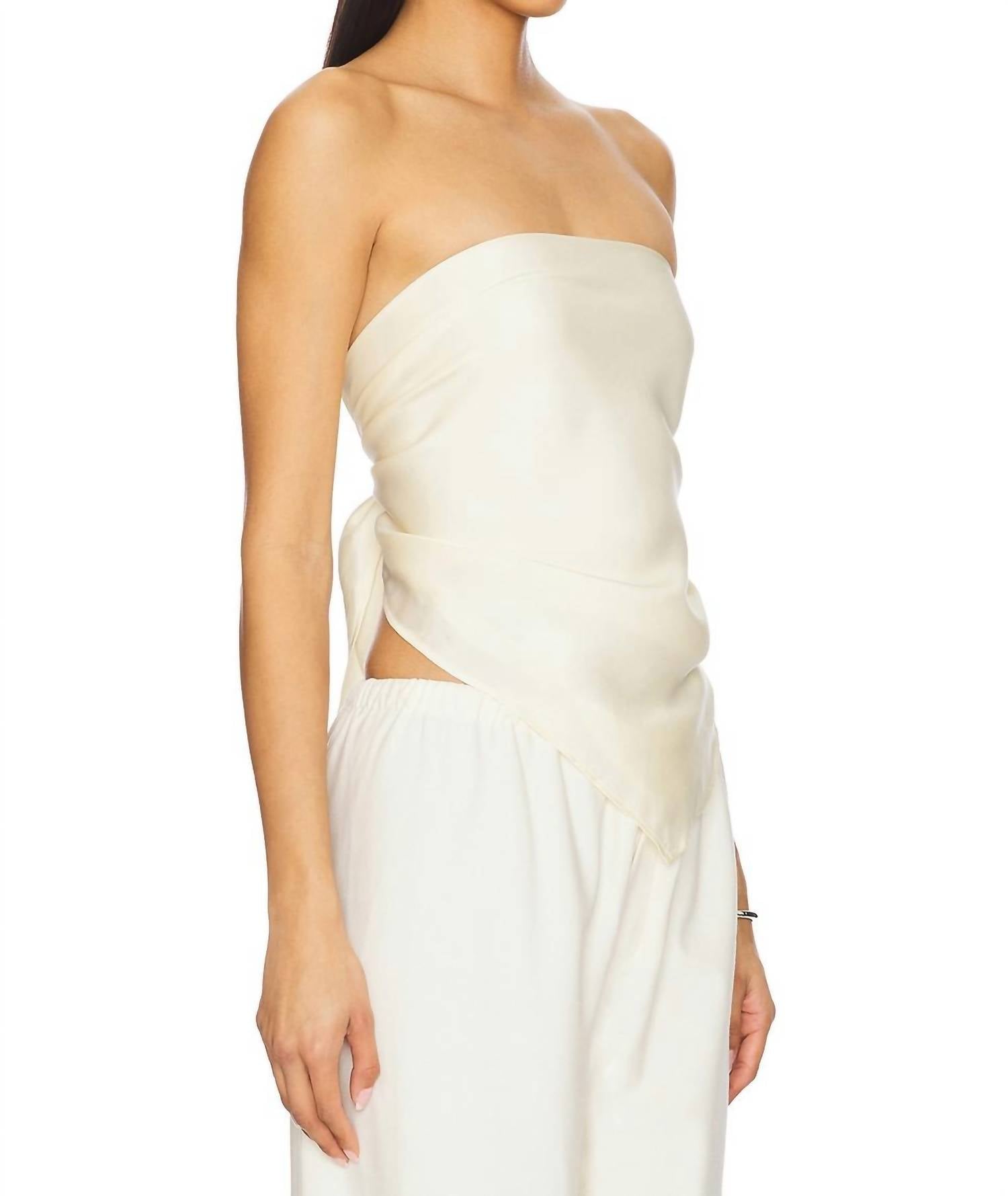 Enza Costa - Fluid Twill Scarf Top - beige - clothing - crop - tops