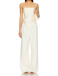 Enza Costa - Fluid Twill Scarf Top - beige - clothing - crop - tops