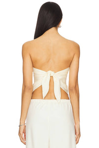 Enza Costa - Fluid Twill Scarf Top - beige - clothing - crop - tops