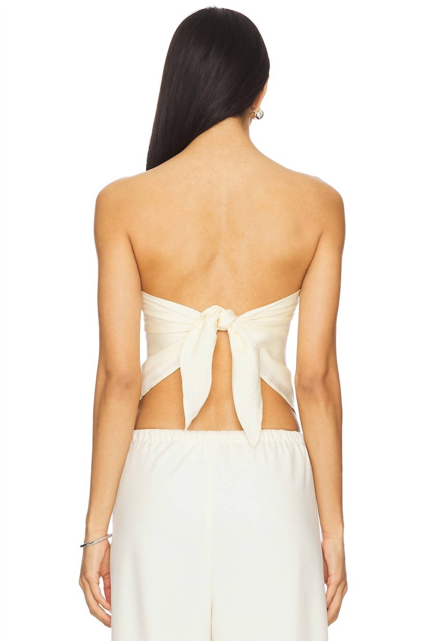 Enza Costa - Fluid Twill Scarf Top - beige - clothing - crop - tops