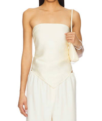Enza Costa - Fluid Twill Scarf Top - beige - clothing - crop - tops