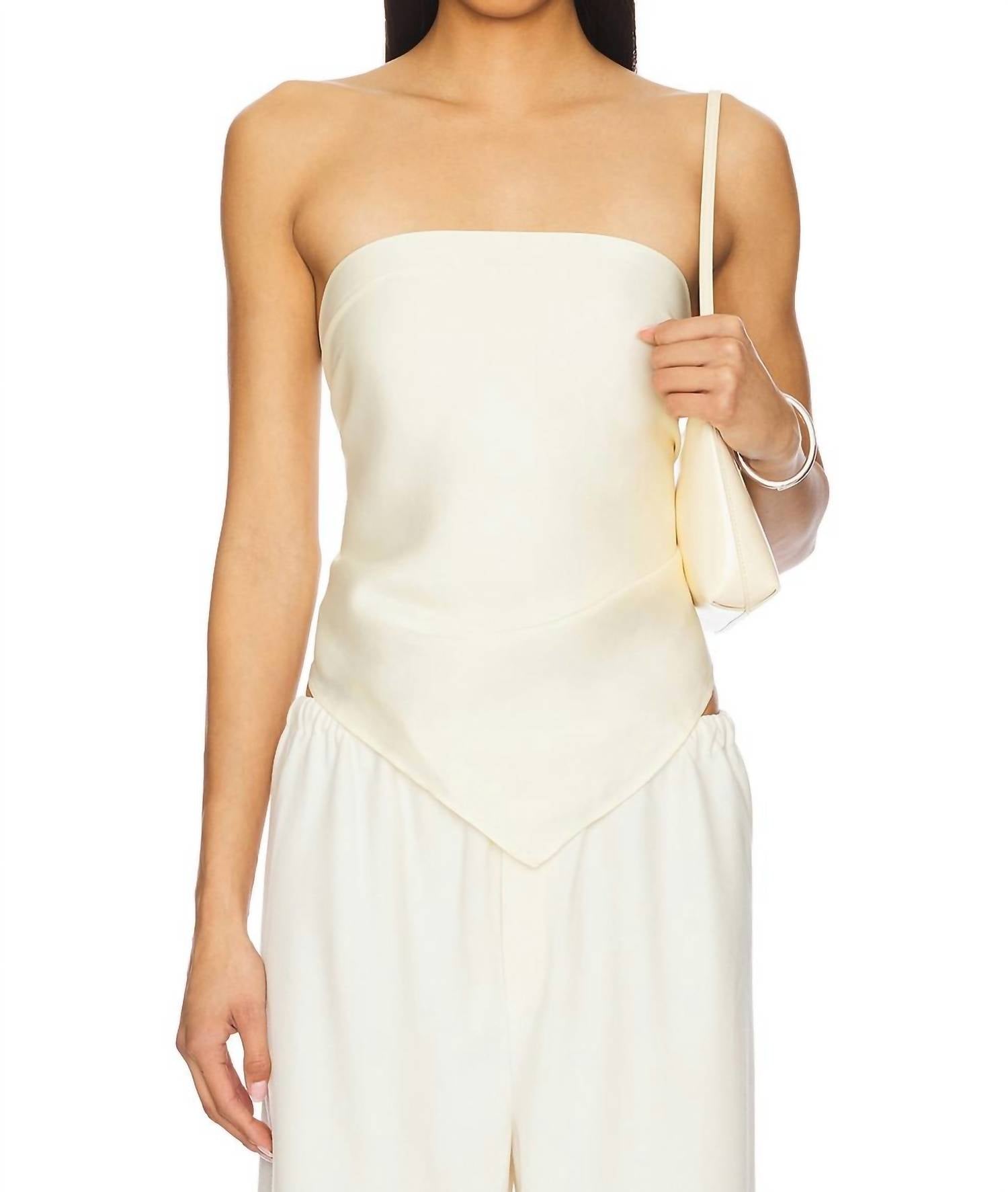 Enza Costa - Fluid Twill Scarf Top - beige - clothing - crop - tops