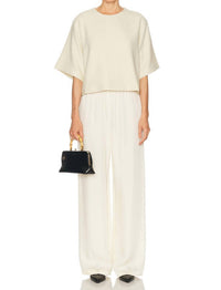 Enza Costa - Fluid Twill Wide Leg Pants - beige - clothing - pants