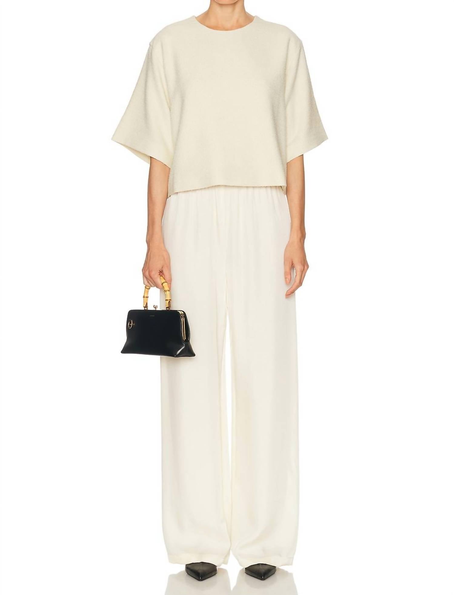 Enza Costa - Fluid Twill Wide Leg Pants - beige - clothing - pants