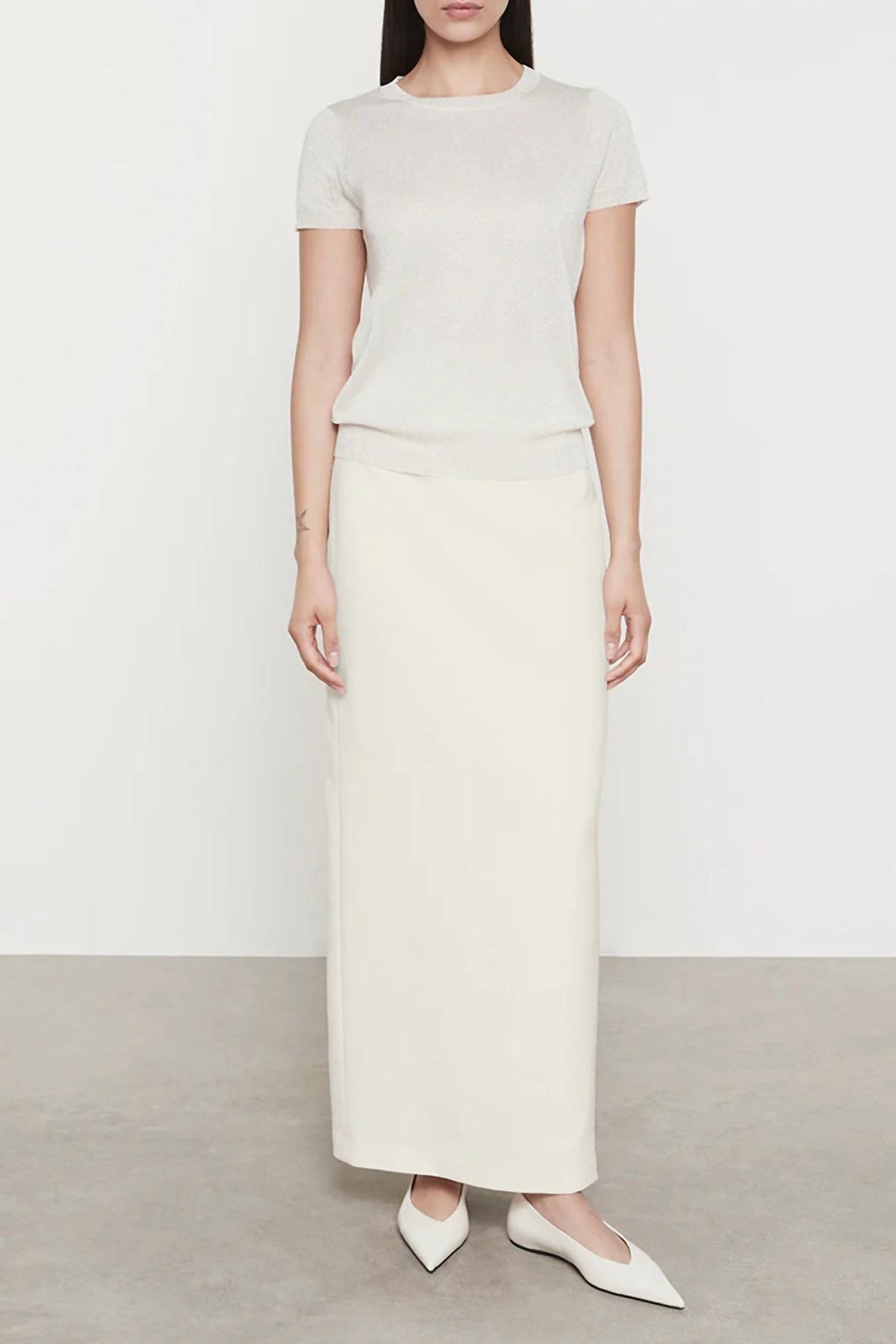 Enza Costa - Lamé Short Sleeve Sweater