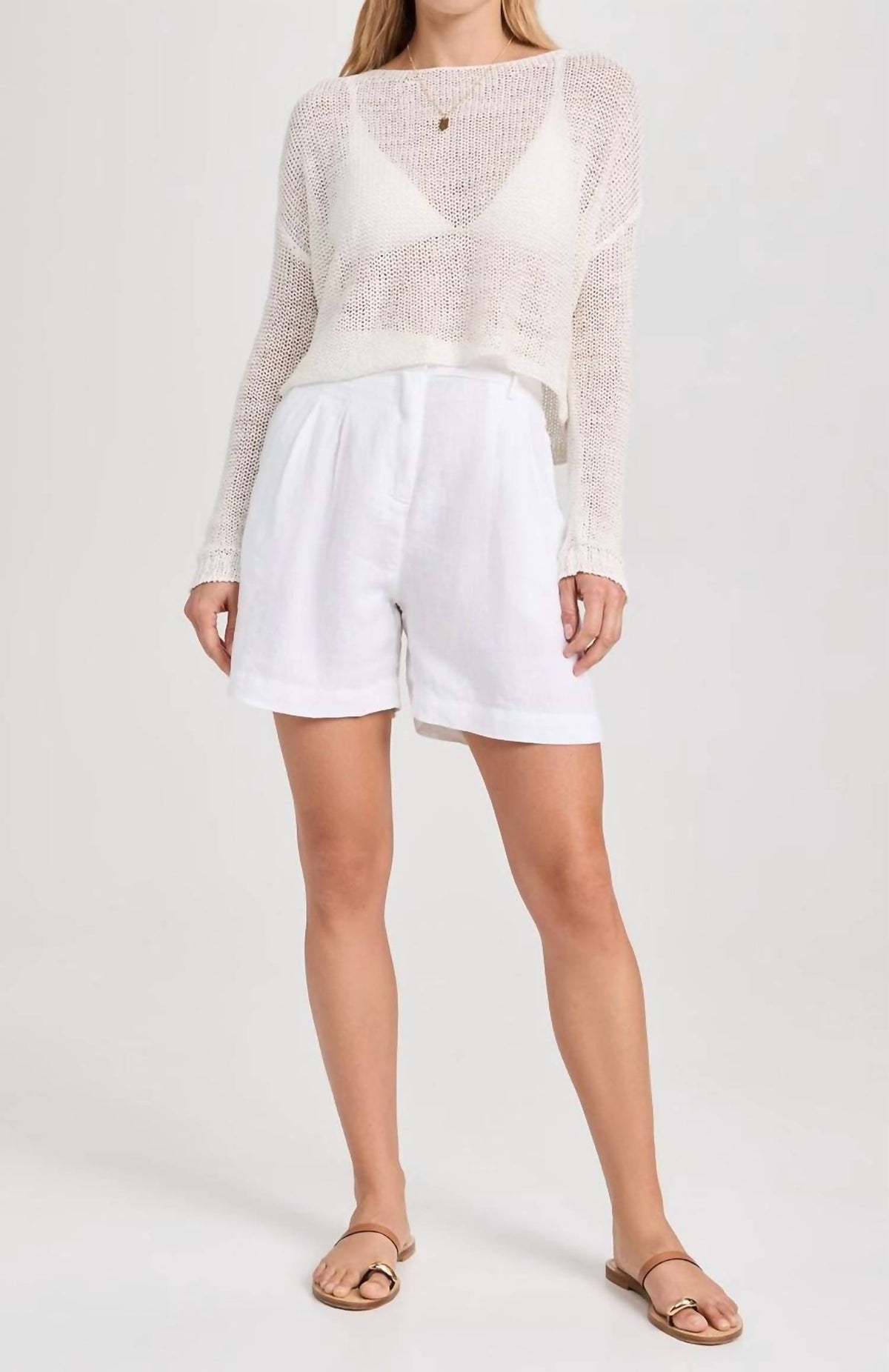Enza Costa - Linen Open Knit Bateau Sweater