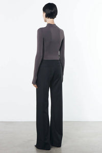 Enza Costa - Matte Jersey Paneled Mock Neck Sweater