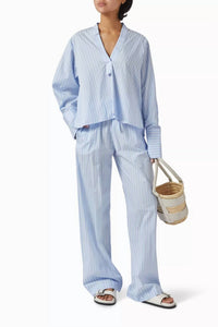 Enza Costa - Poplin Pull On Shirt - blouses - blue - clothing