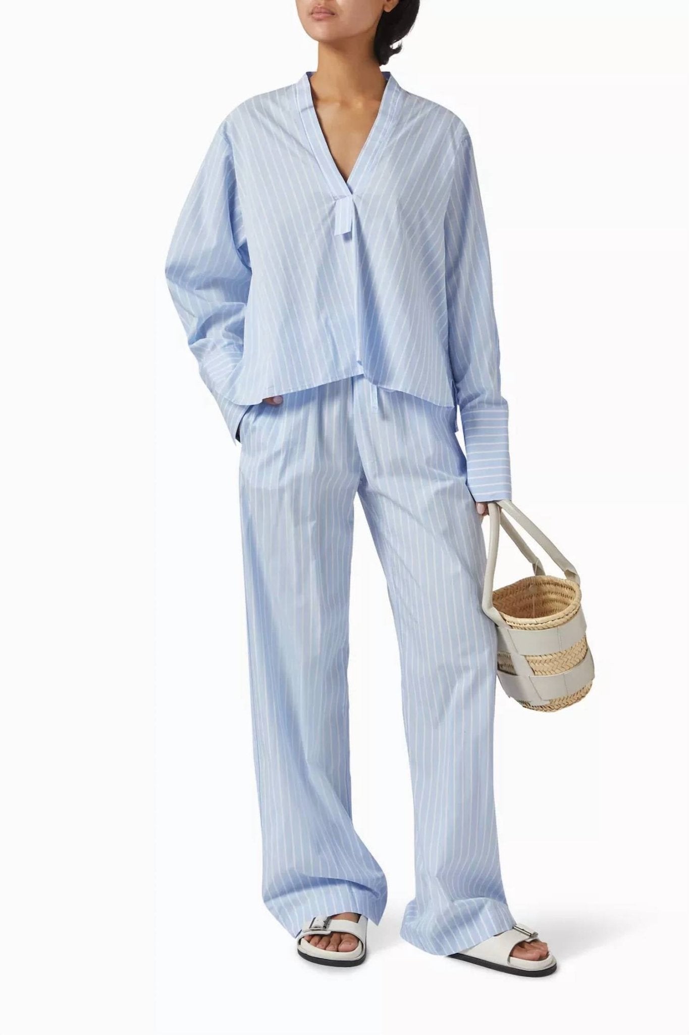 Enza Costa - Poplin Pull On Shirt - blouses - blue - clothing