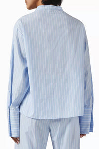 Enza Costa - Poplin Pull On Shirt - blouses - blue - clothing