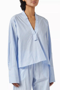Enza Costa - Poplin Pull On Shirt - blouses - blue - clothing