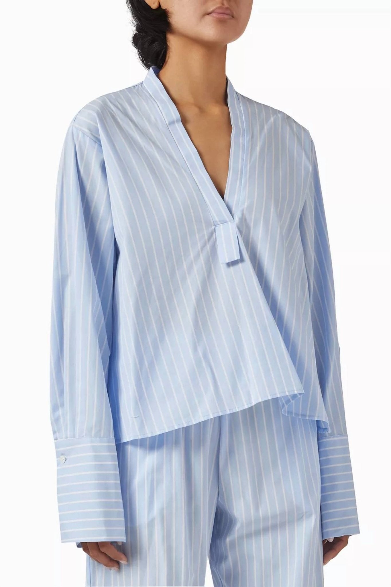 Enza Costa - Poplin Pull On Shirt - blouses - blue - clothing
