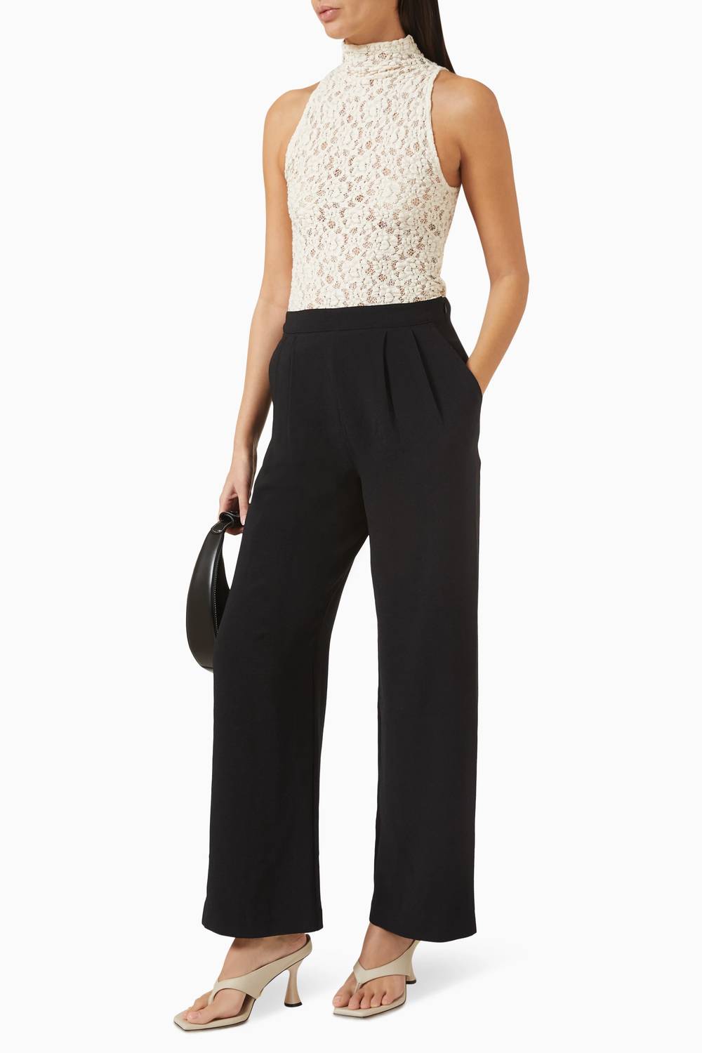 Enza Costa - Puckered Lace Sleeveless Mockneck Top