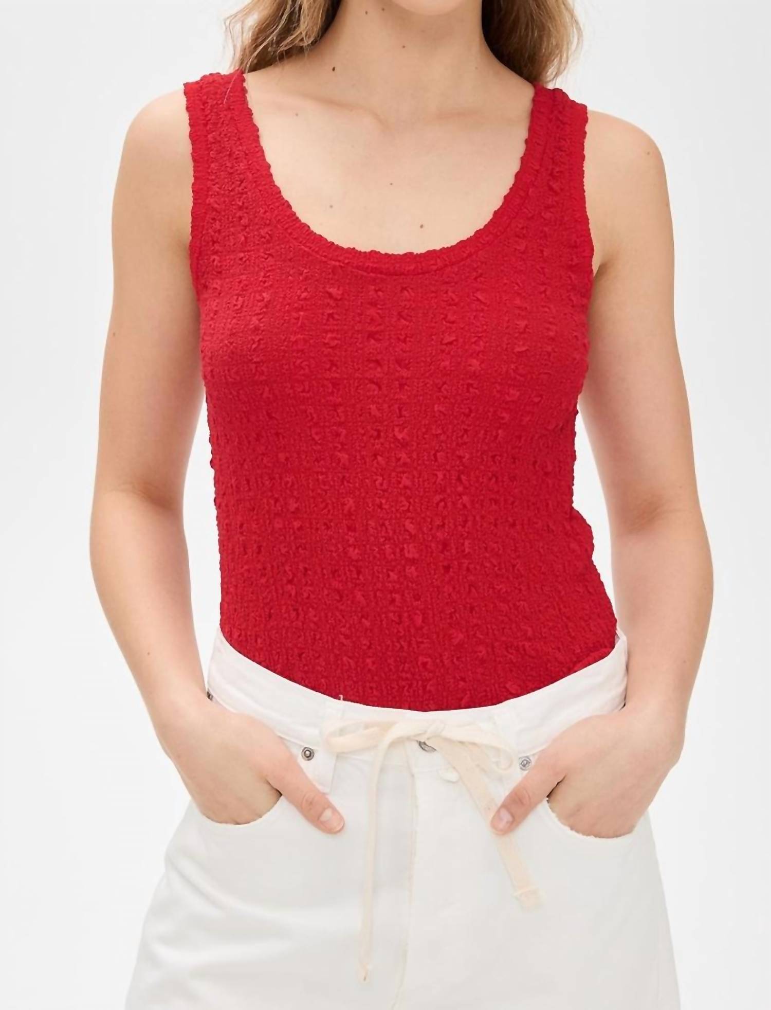 Enza Costa - Puckered Sheath Tank Top - clothing - red - tank - tops