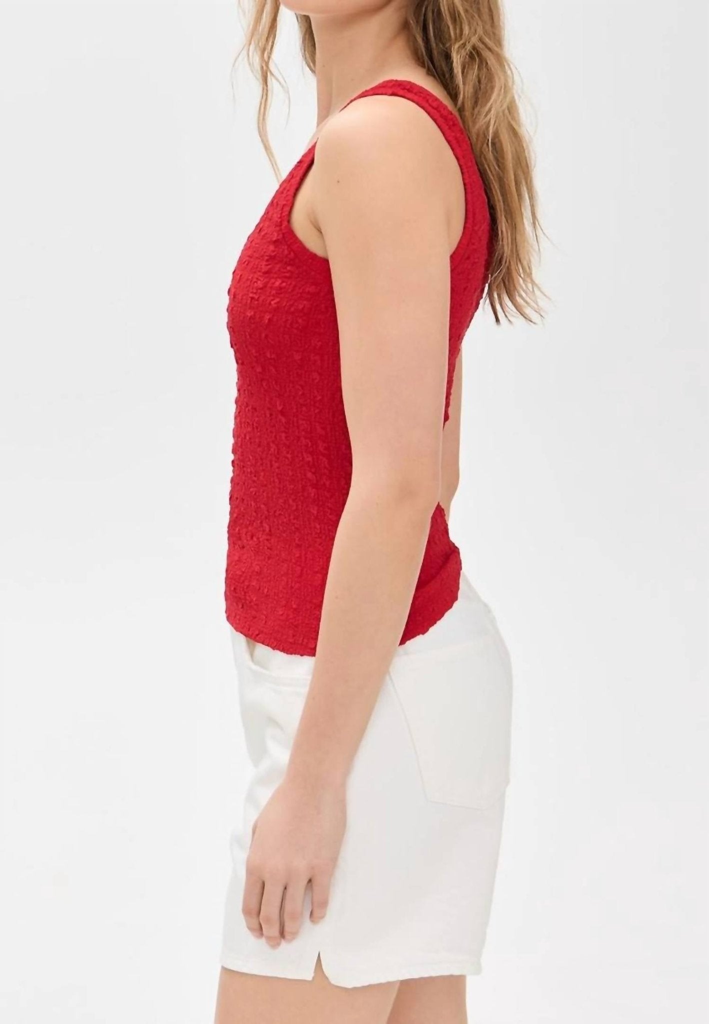 Enza Costa - Puckered Sheath Tank Top - clothing - red - tank - tops