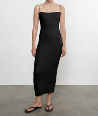 Enza Costa - Silk Rib Essential Strappy Dress - black - clothing - dresses