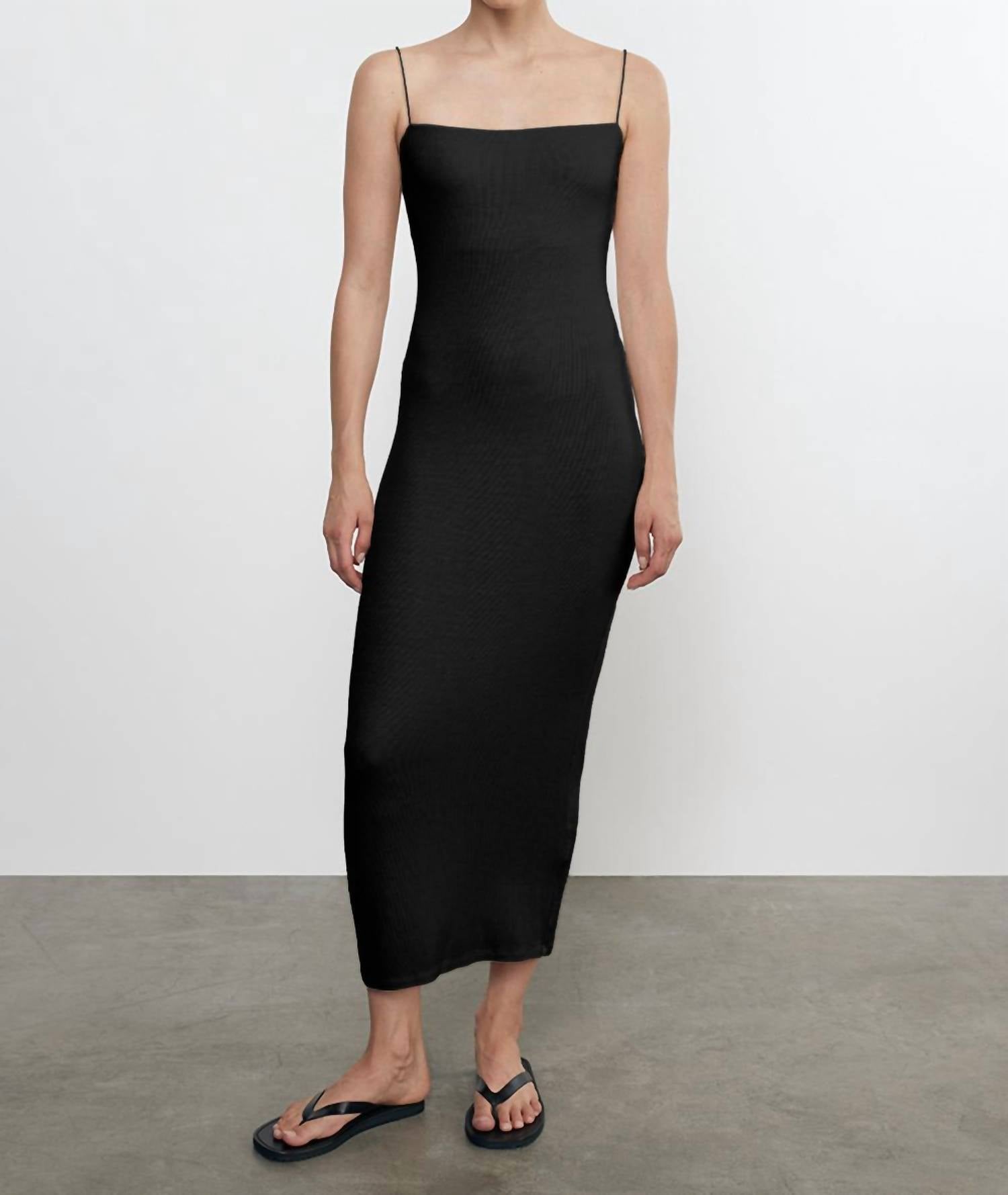Enza Costa - Silk Rib Essential Strappy Dress - black - clothing - dresses
