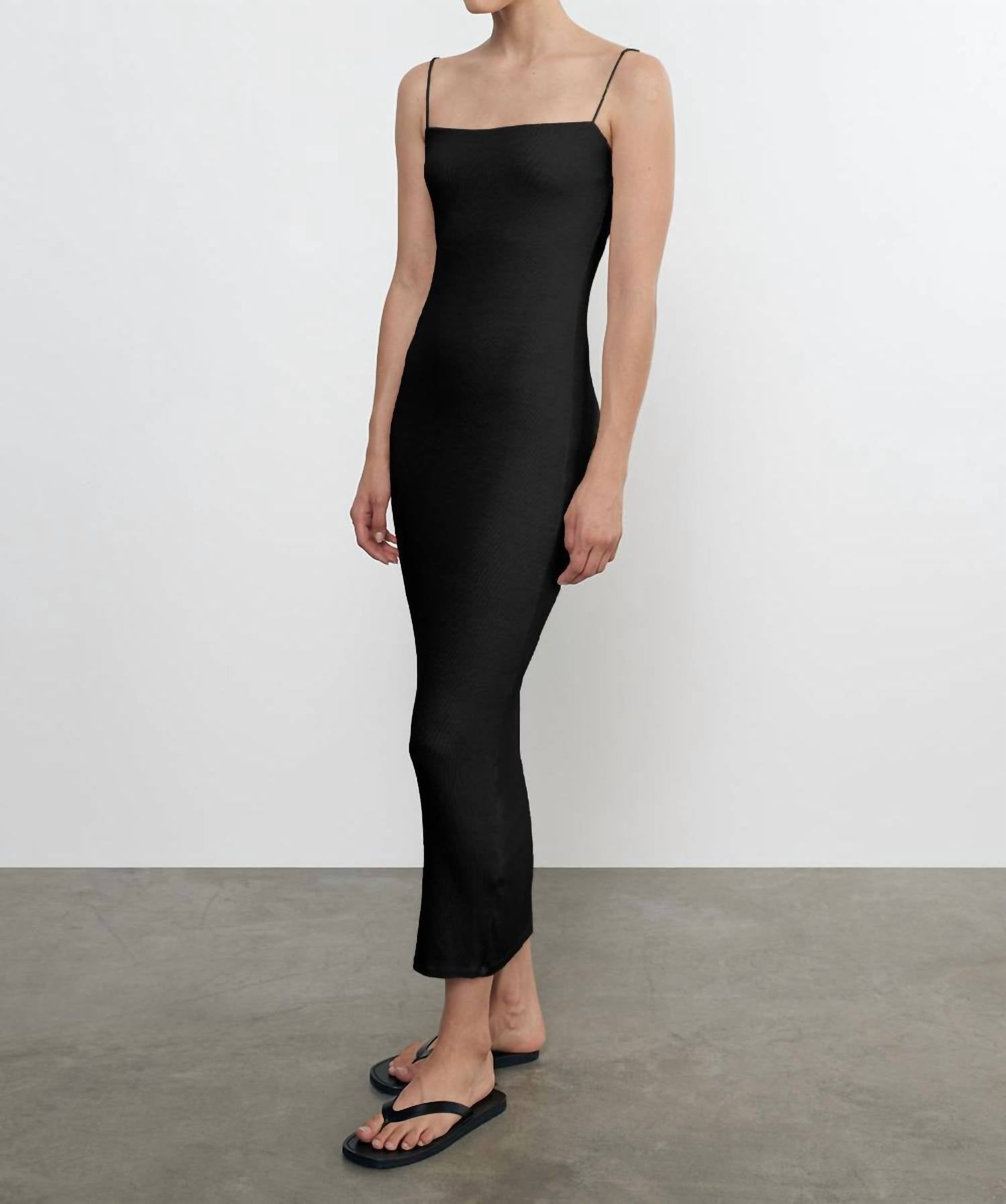 Enza Costa - Silk Rib Essential Strappy Dress - black - clothing - dresses