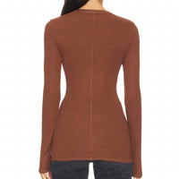 Enza Costa - SILK RIB LONG SLEEVES U-NECK TOP