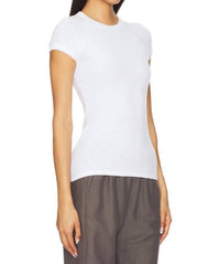 Enza Costa - Textured Rib Cap Sleeve Crew Shirt