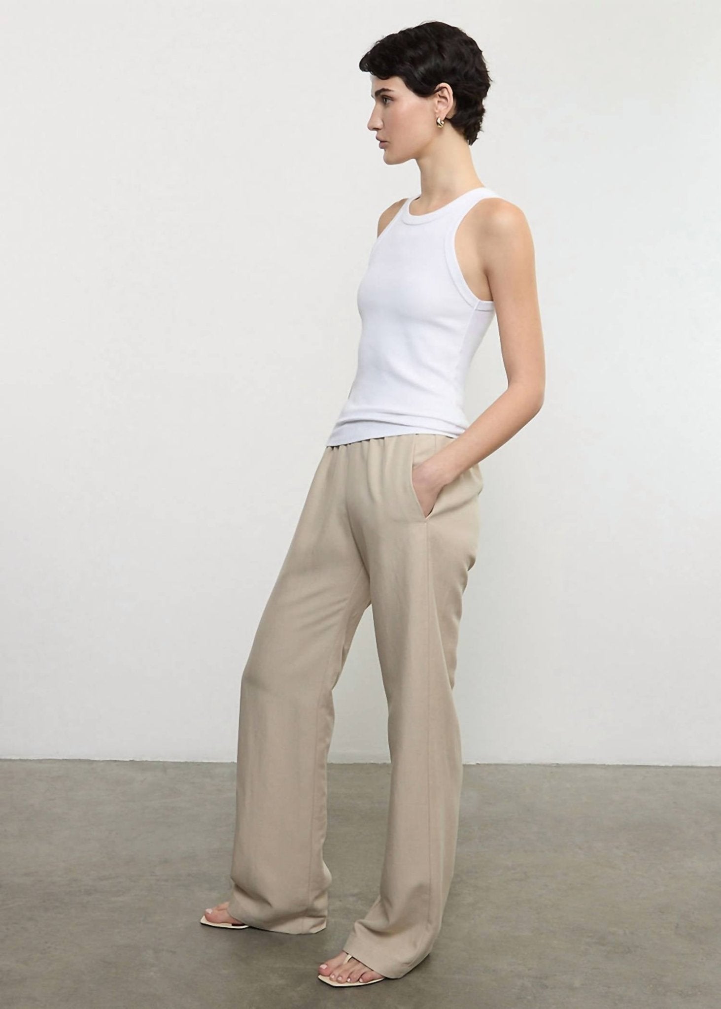 Enza Costa - Twill Everywhere Straight Leg Pants - beige - clothing - lyocell