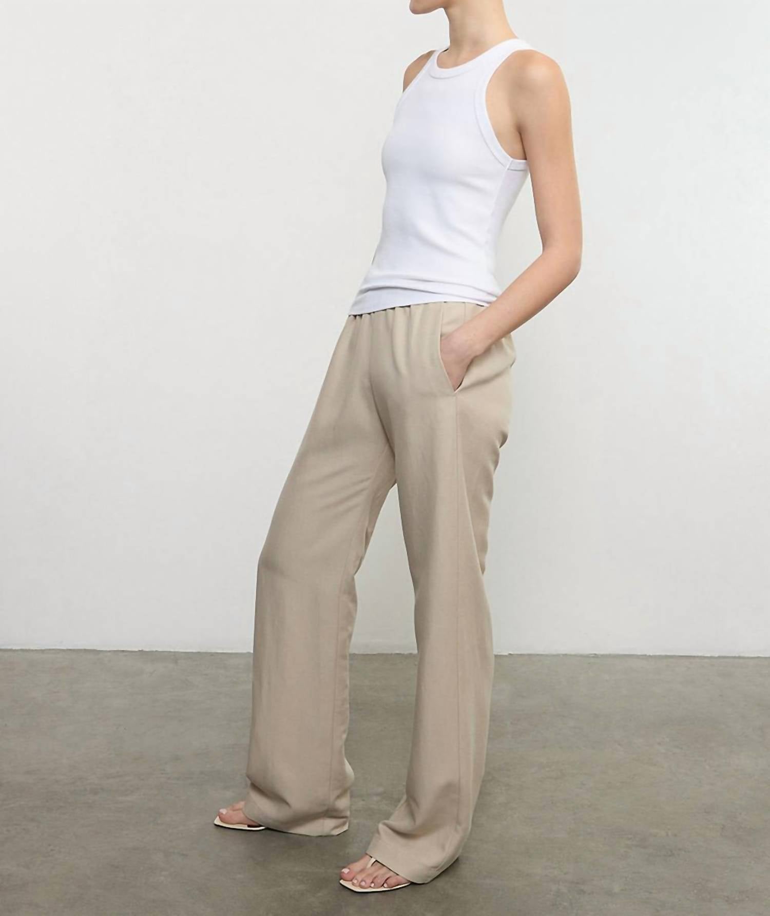 Enza Costa - Twill Everywhere Straight Leg Pants - beige - clothing - lyocell