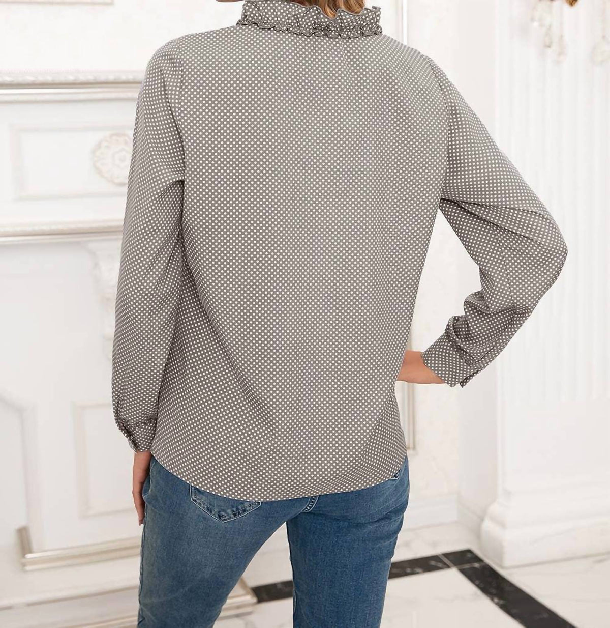 Epretty - Polka Dot Ruffle Blouse