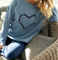 Escape By Habitat - Heart Printed Cotton Fleece Pullover