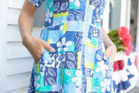 Escape By Habitat - Island Hand Block Bistro Dress - blue - camouflage - clothing