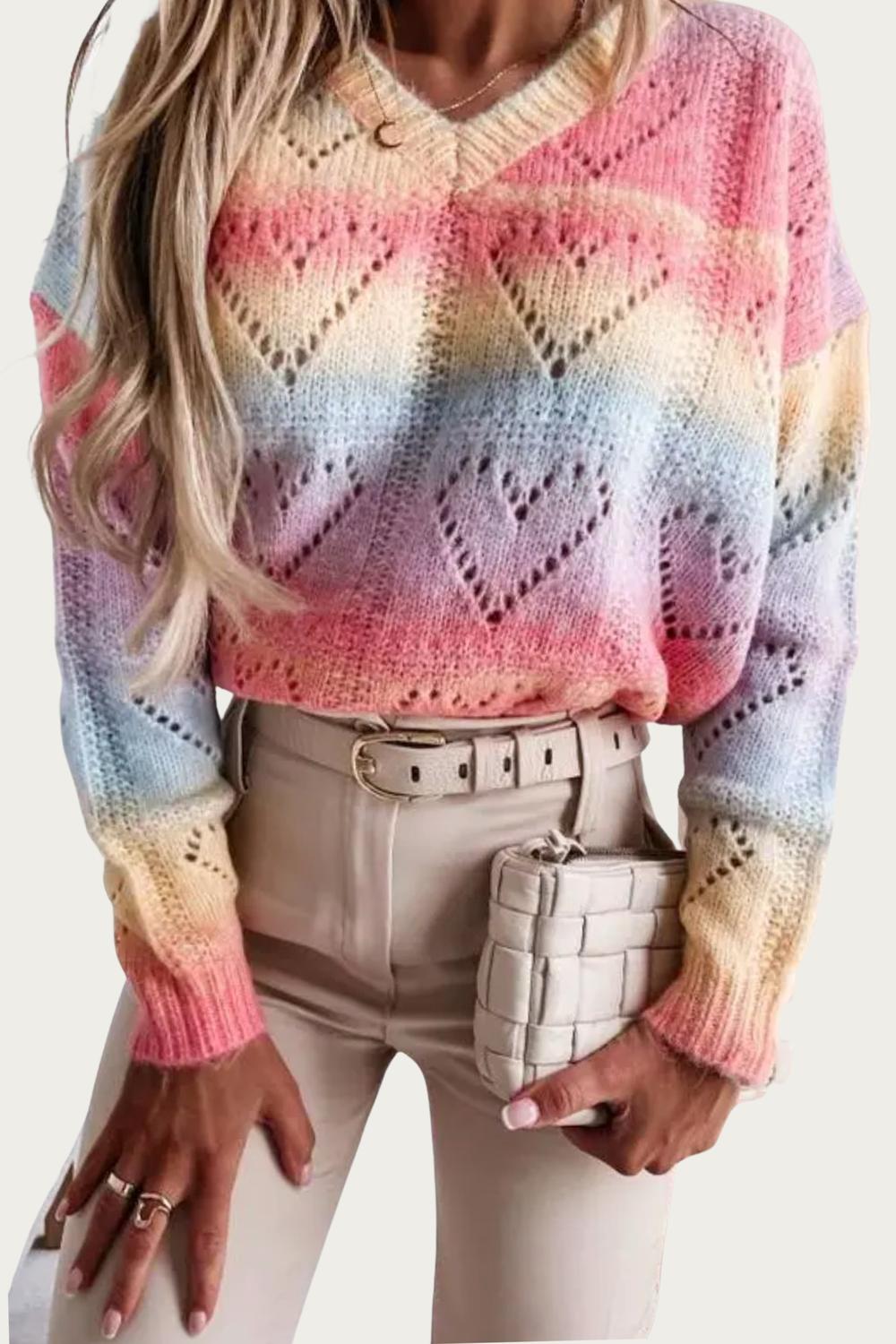 HEART V-NECK KNIT SWEATER