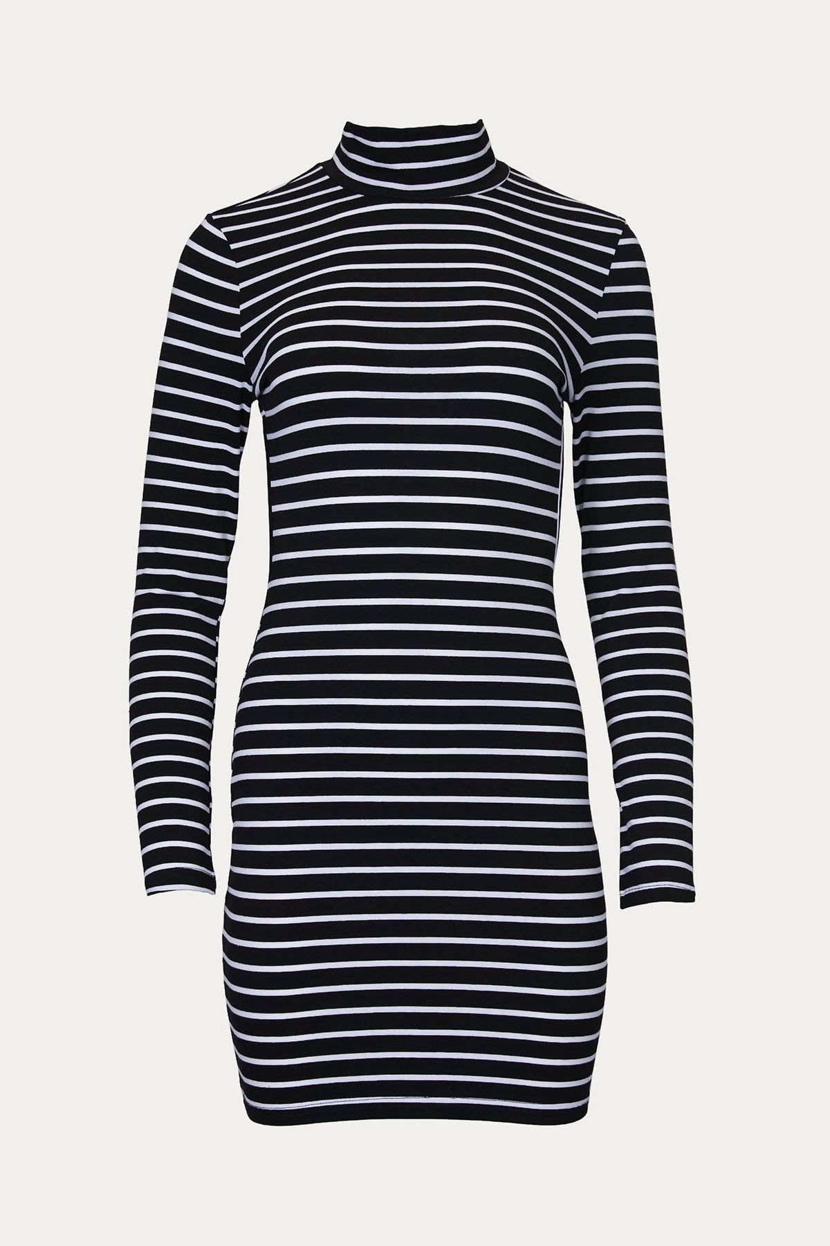 OPEN-BACK TURTLENECK MINI DRESS