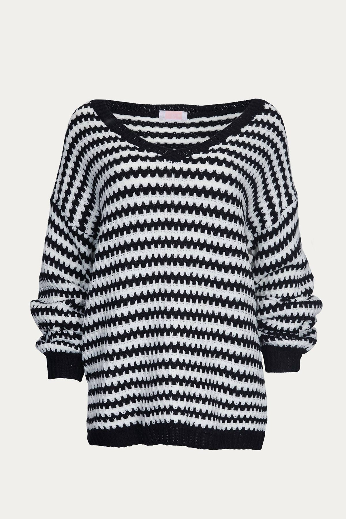 STRIPED V-NECK KNIT SWEATER