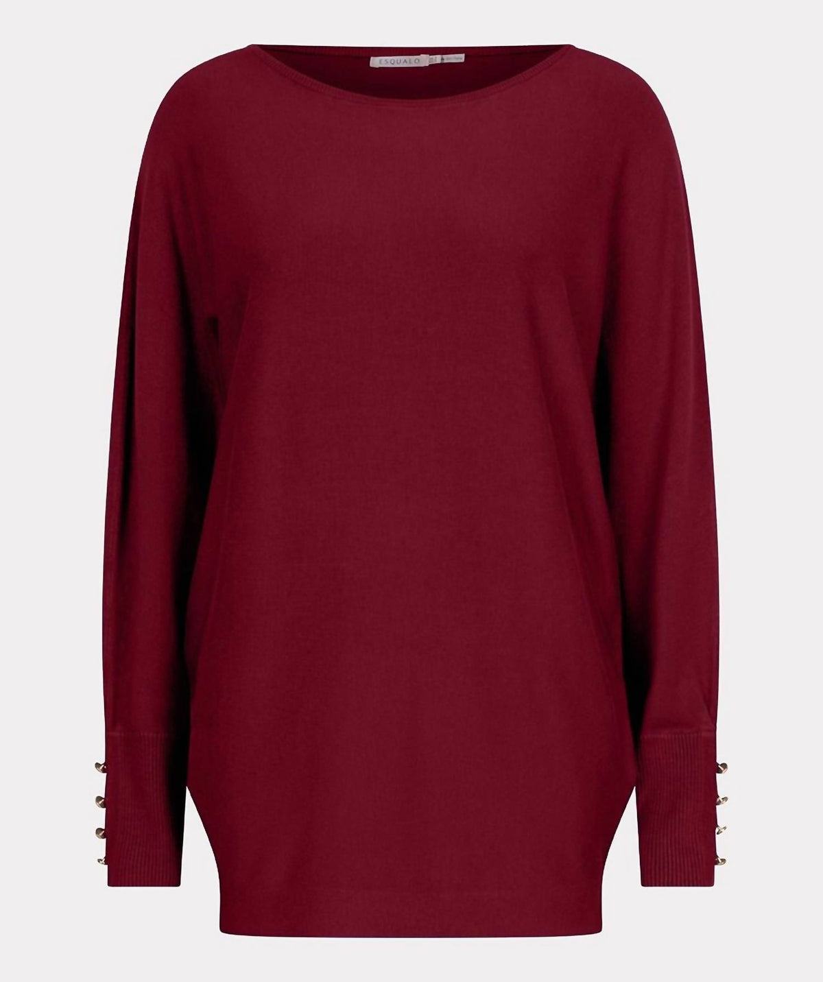 Esqualo - Batwing Buttoned Cuff Basic Knit Sweater
