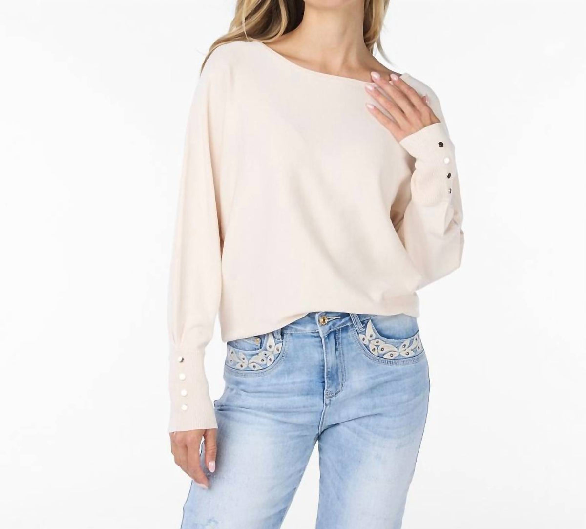 Esqualo - Batwing Buttoned Sweater