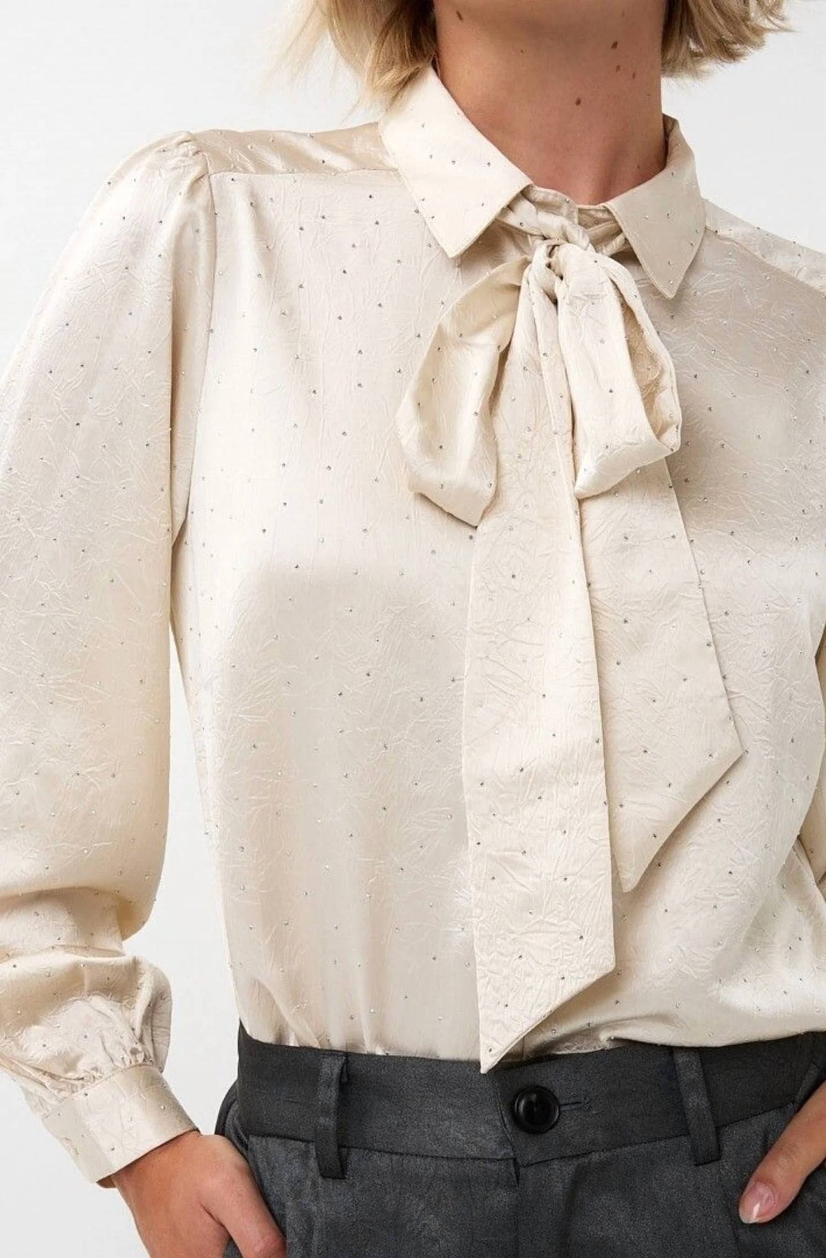 Esqualo - bow blouse with stones